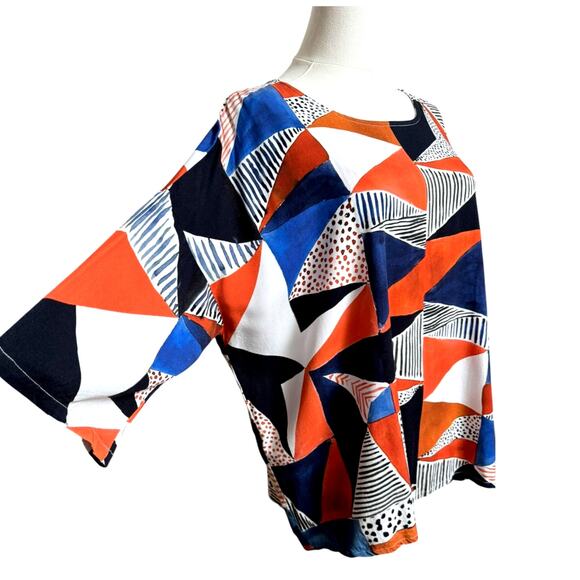 Corey Lynn Calter Color Block Crop Style Top Size Large 3/4 Sleeves 1005 Viscose - Picture 1 of 7